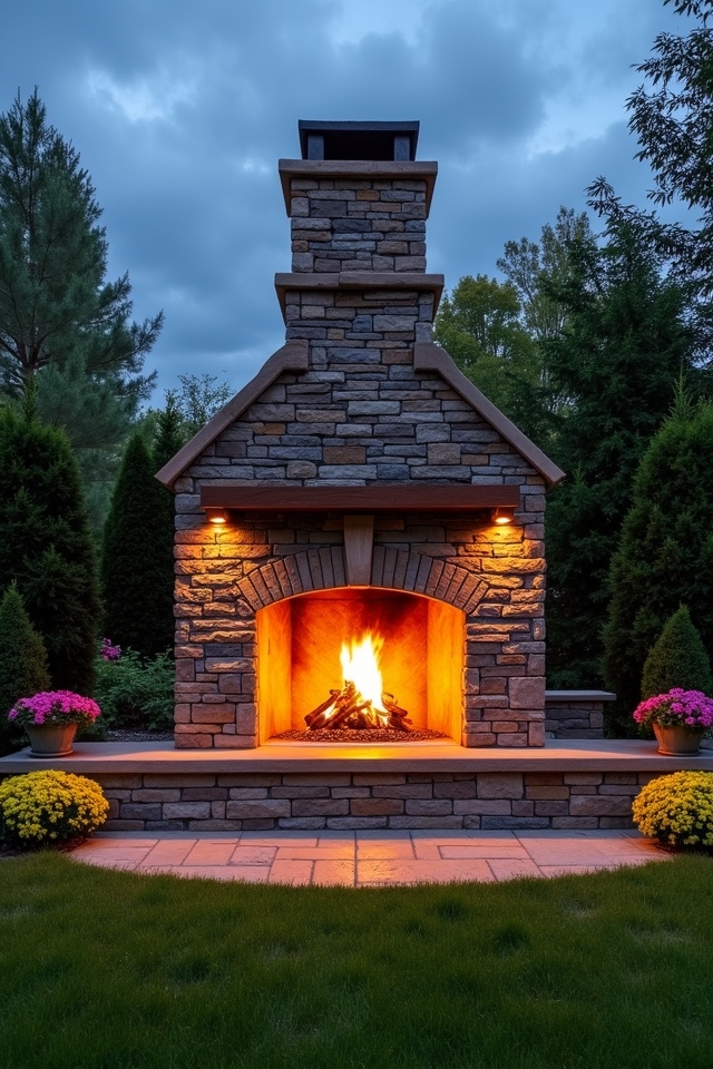 custom outdoor masonry fireplace