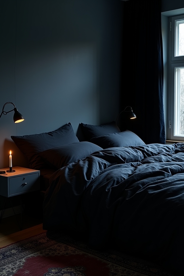 darker bedding enhances coziness