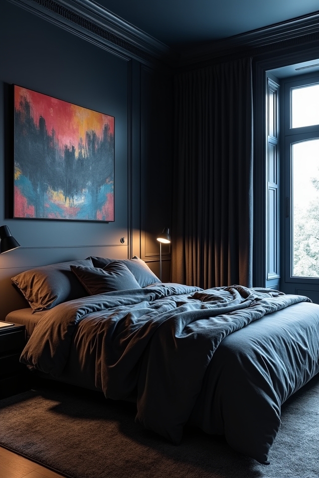 dramatic dark bedroom design