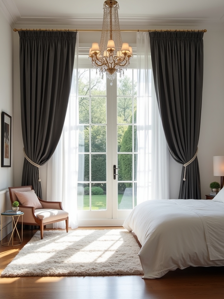 dramatic window treatment installation