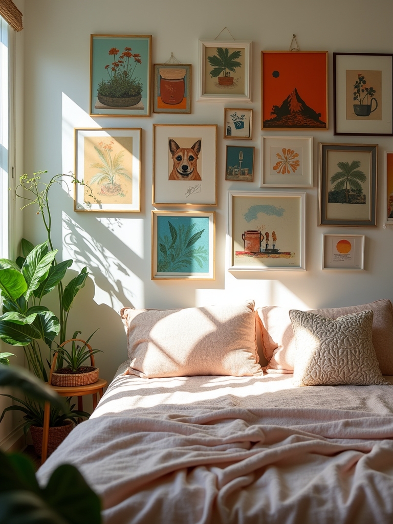 eclectic gallery wall arrangement
