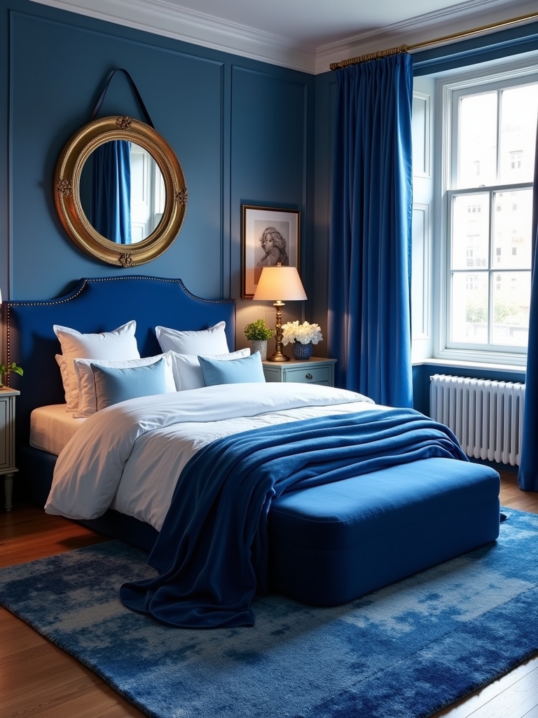 elegant royal blue upholstery
