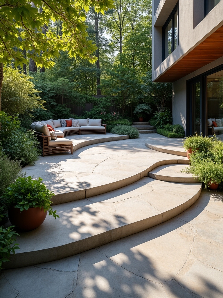 elevated curved patio design