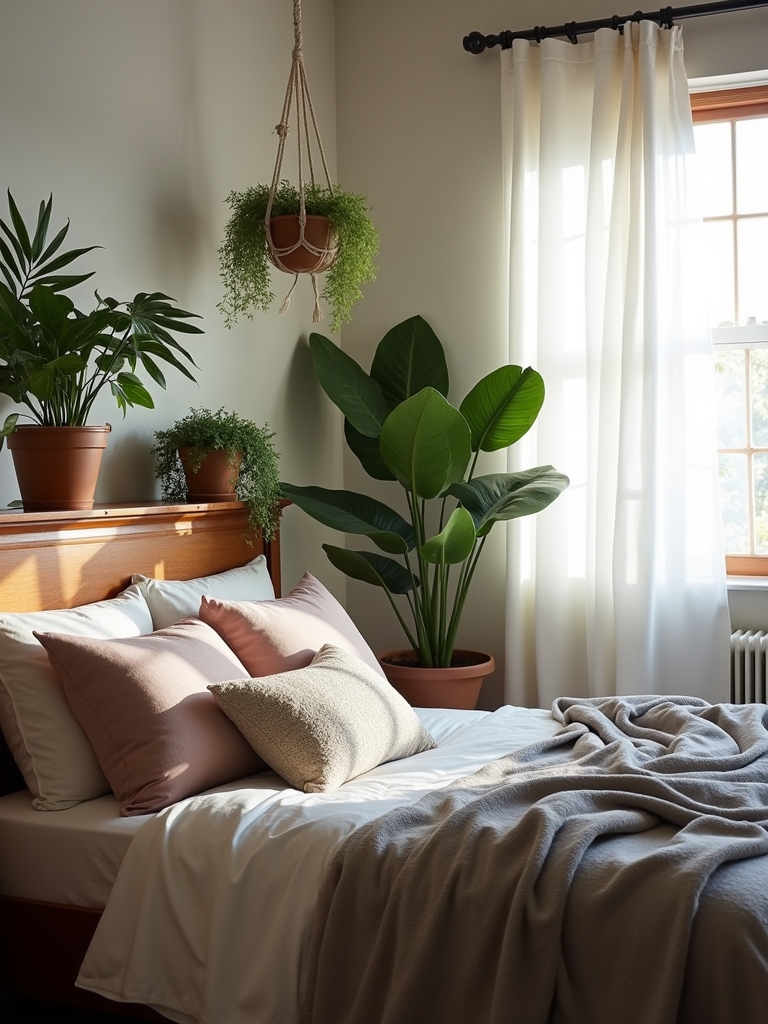 enhance bedroom with plants