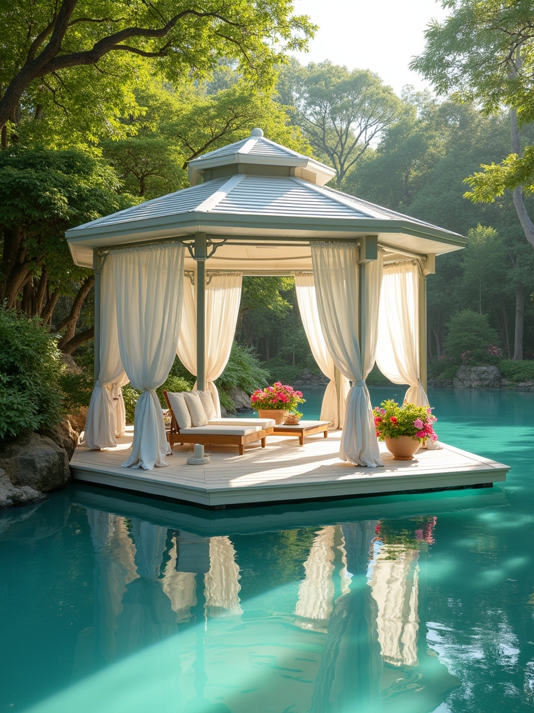 floating gazebos enhance tranquility