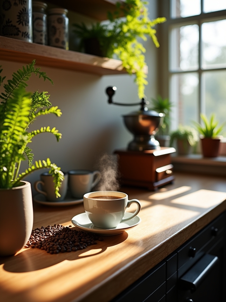 fresh plants brighten coffee