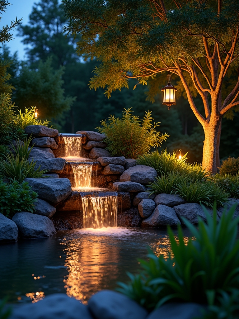 illuminated water feature ambiance