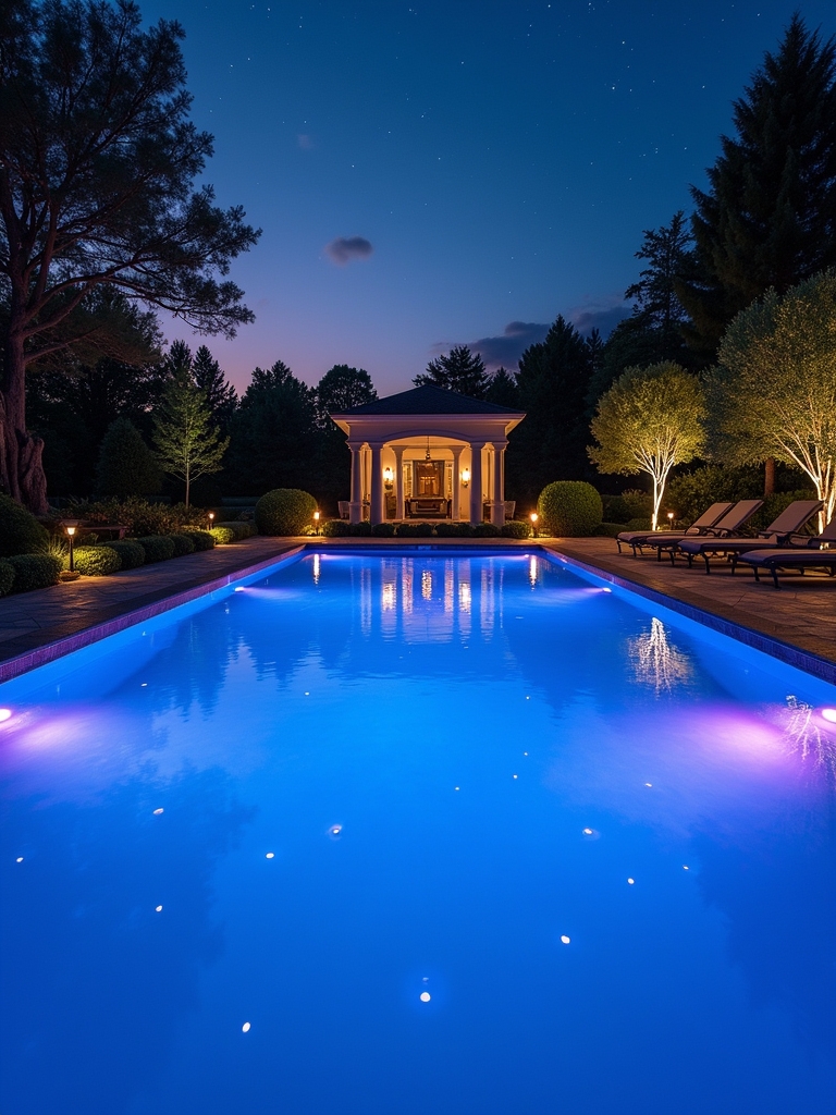 magical nighttime pool atmosphere