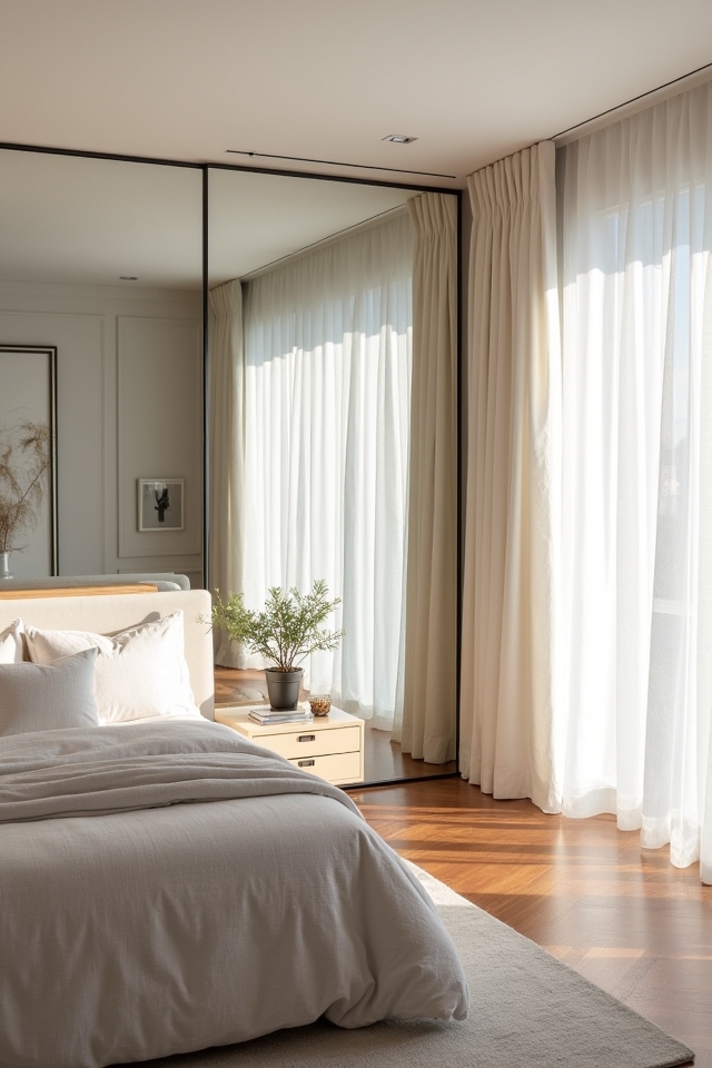 mirrors enhance bedroom space