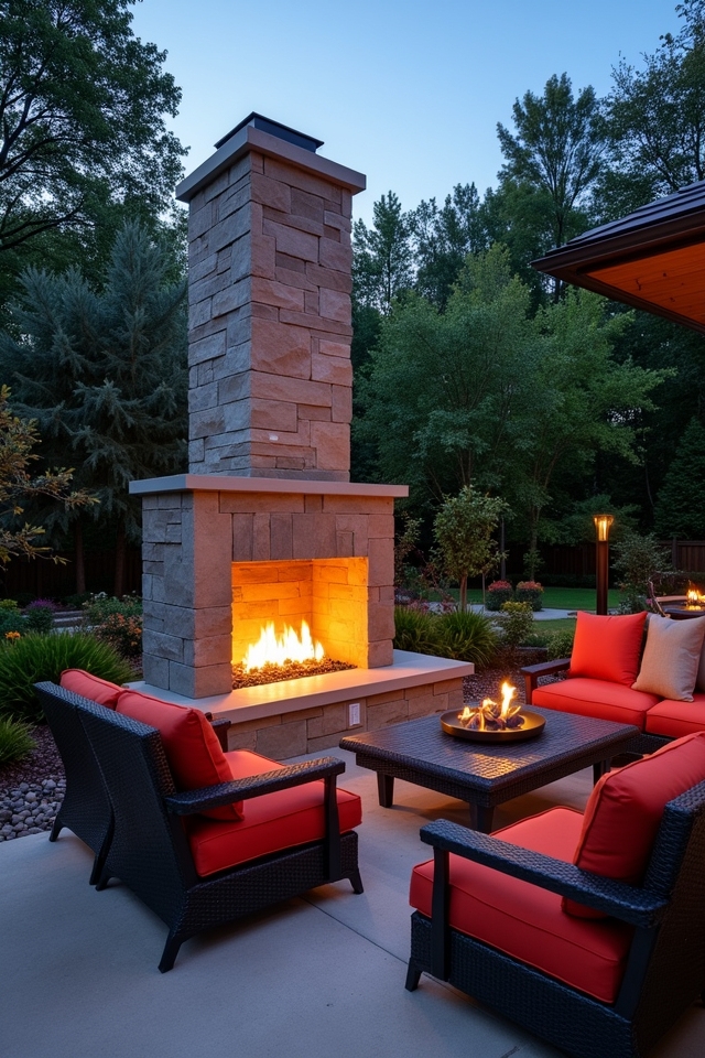 modern outdoor gas fireplace