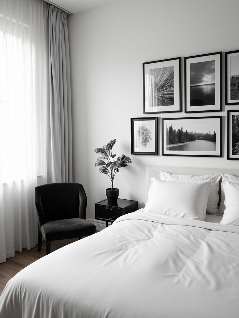monochrome gallery wall design