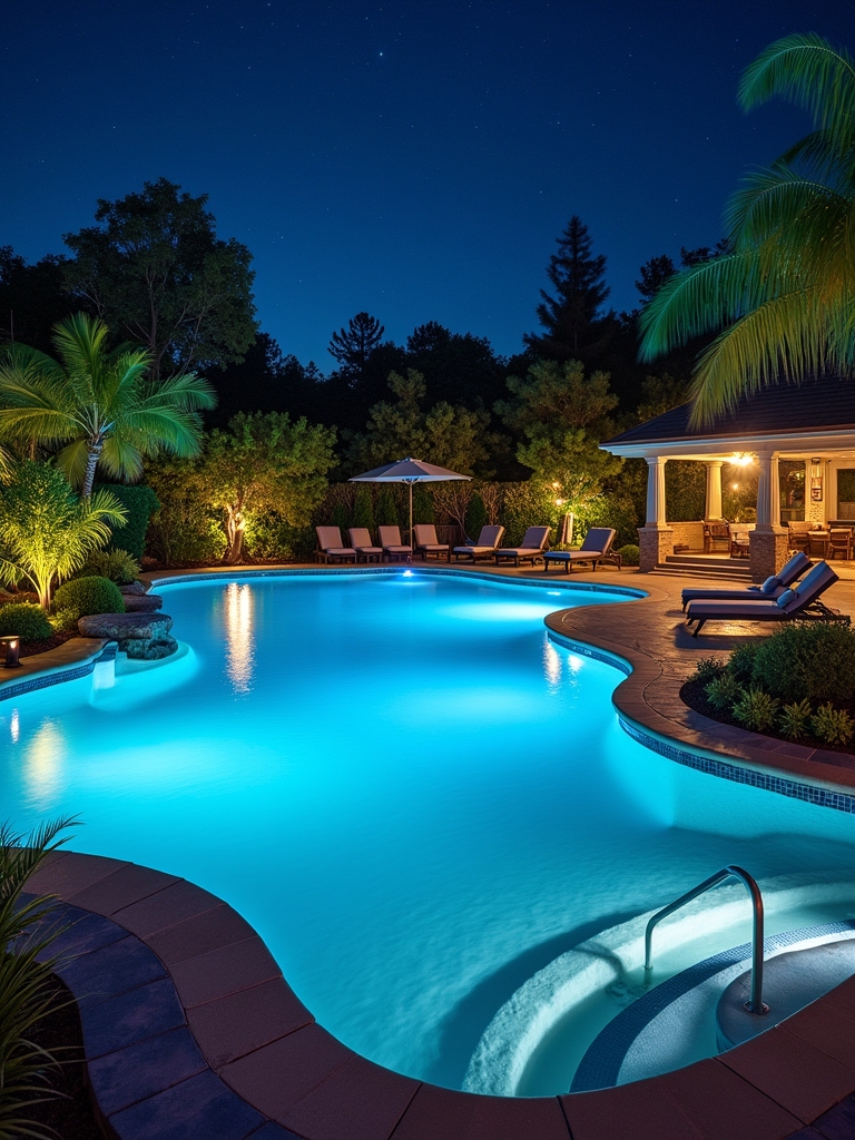 nighttime pool safety ambiance
