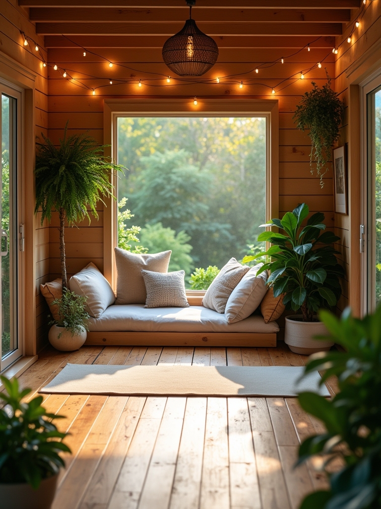 peaceful yoga retreat space