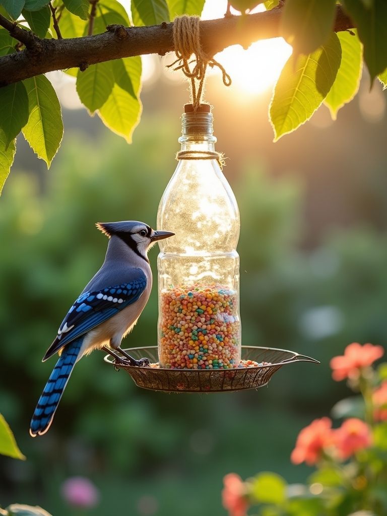 recycled bottle bird feeder
