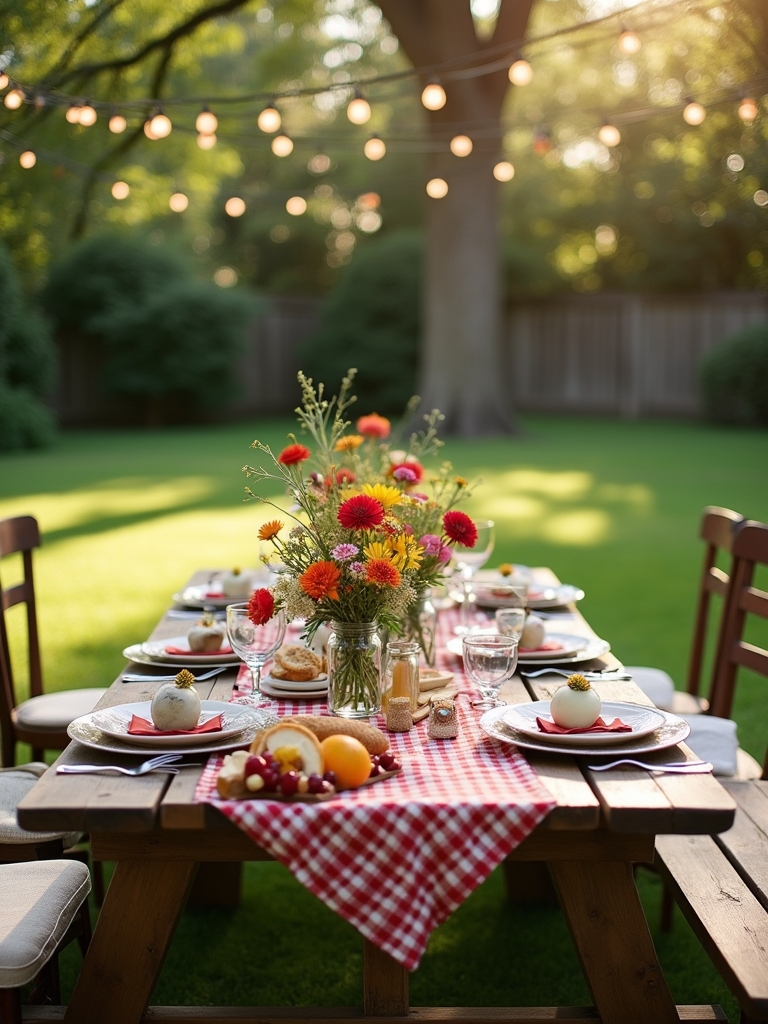 rustic picnic table setup