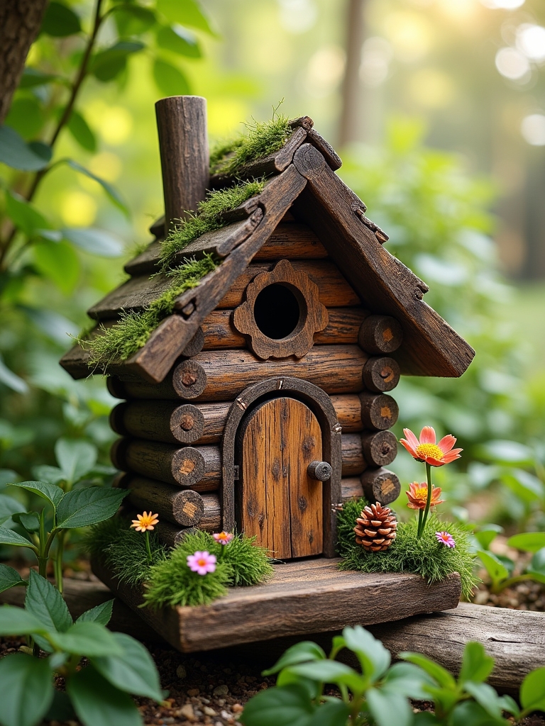 rustic wooden birdhouse design