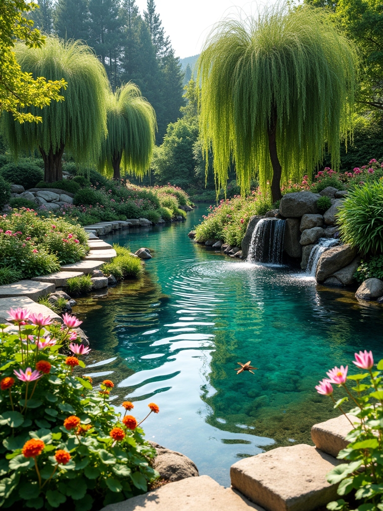 serene garden water features