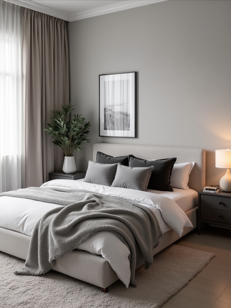 serene monochromatic bedroom layers