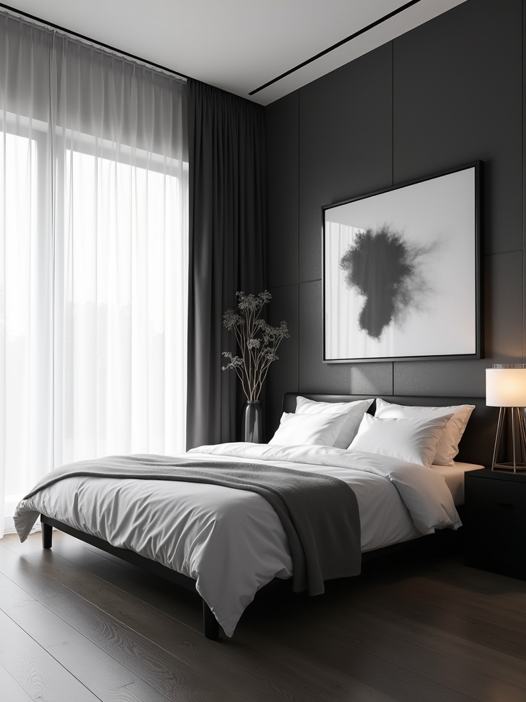 serene monochrome minimalist bedroom