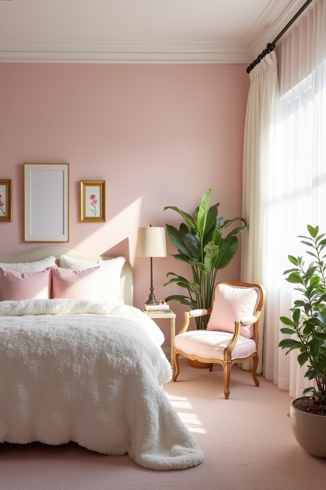 serene pink and white