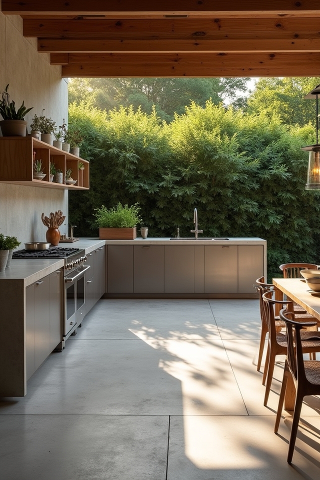 sleek functional outdoor kitchen