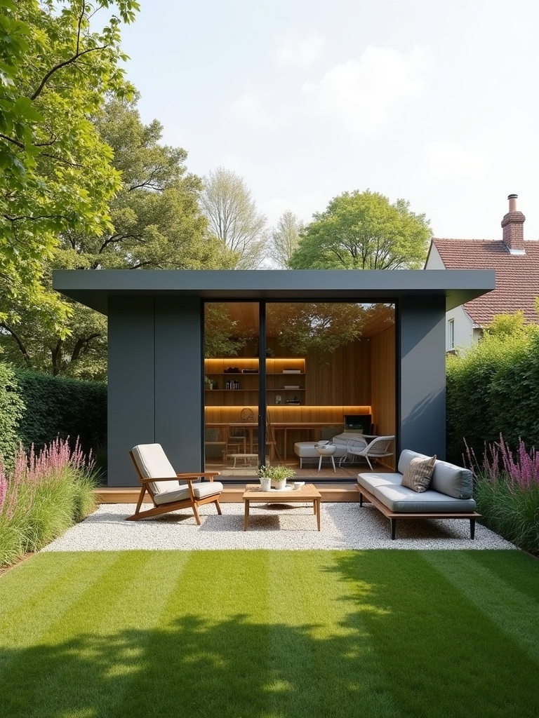 sleek functional outdoor workspace
