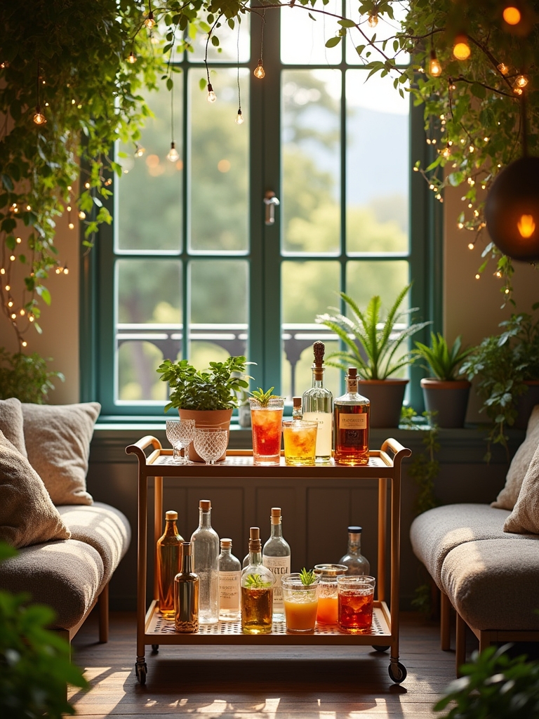 sophisticated balcony bar cart