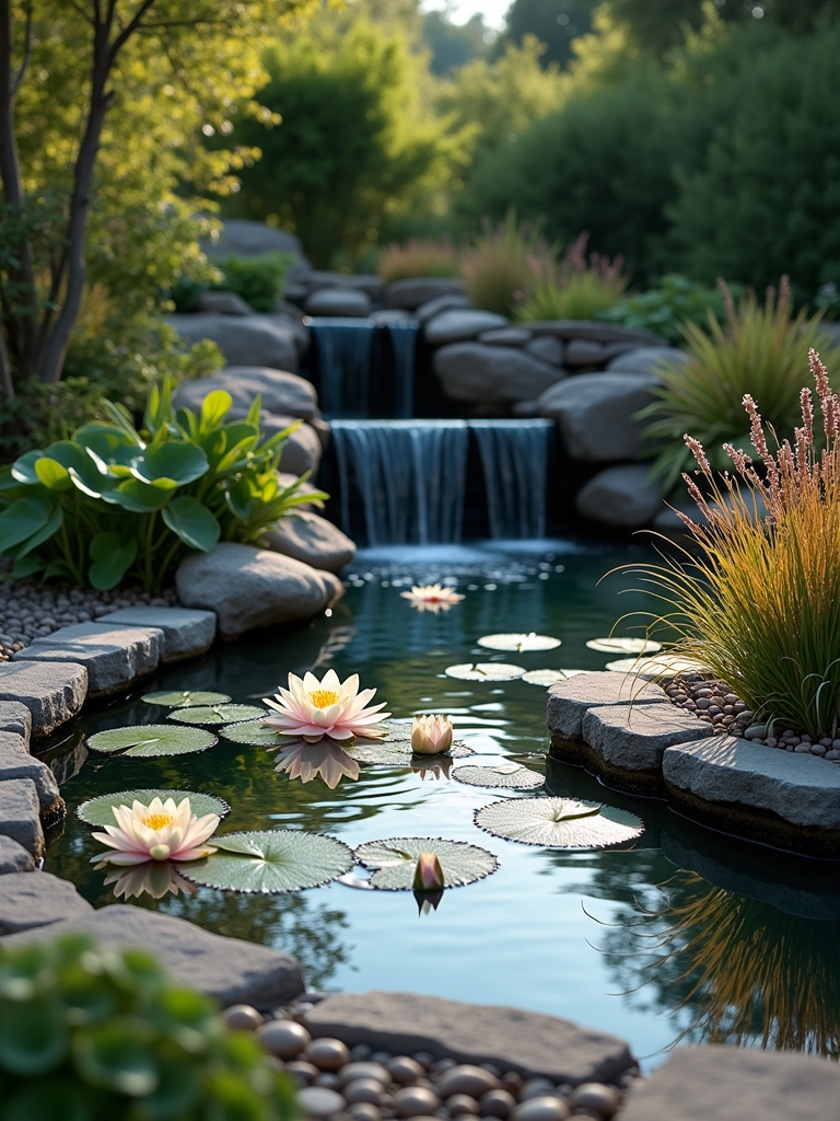 sophisticated pond landscaping elements