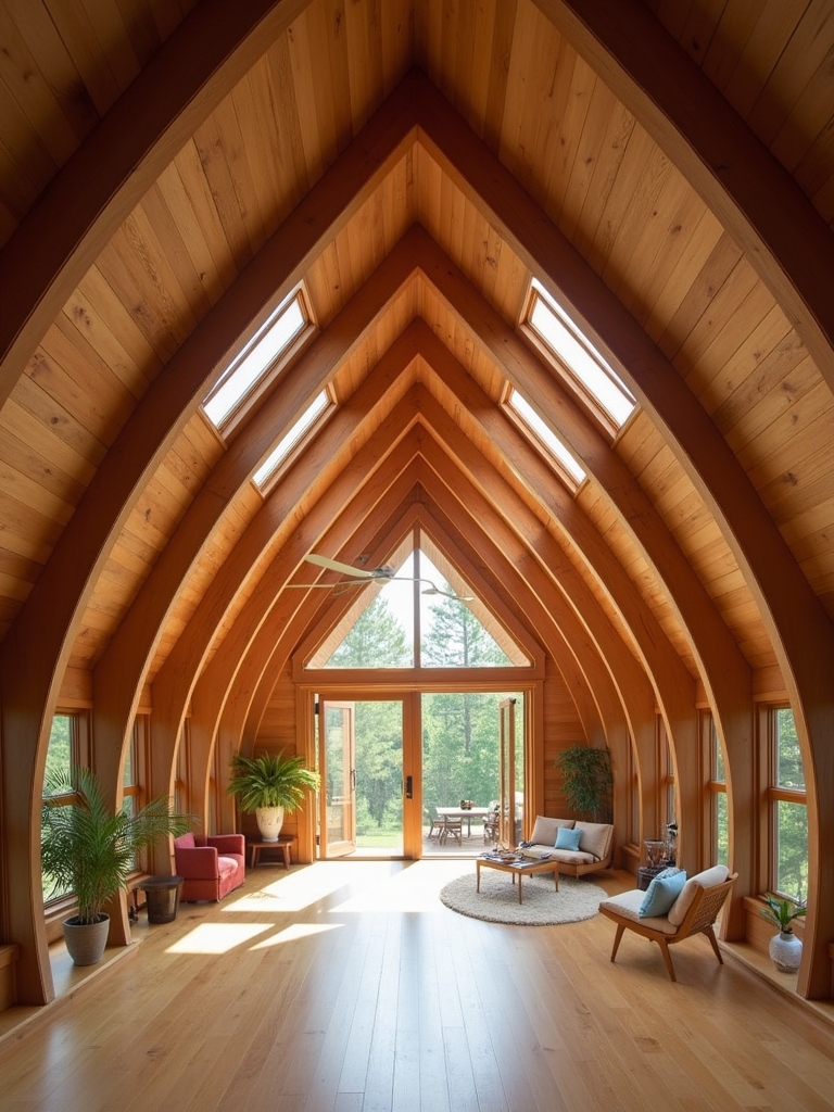 spacious vaulted wooden ceilings
