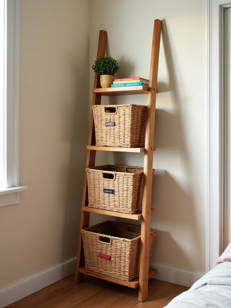 stylish ladder shelf organization