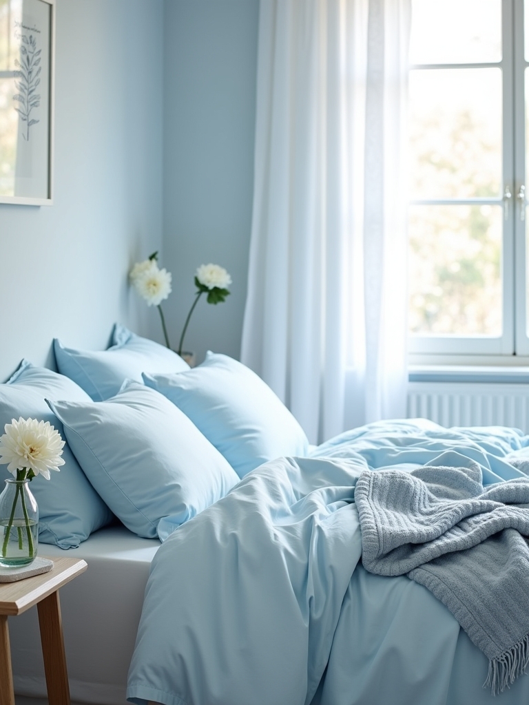 subtle blue bedroom accents