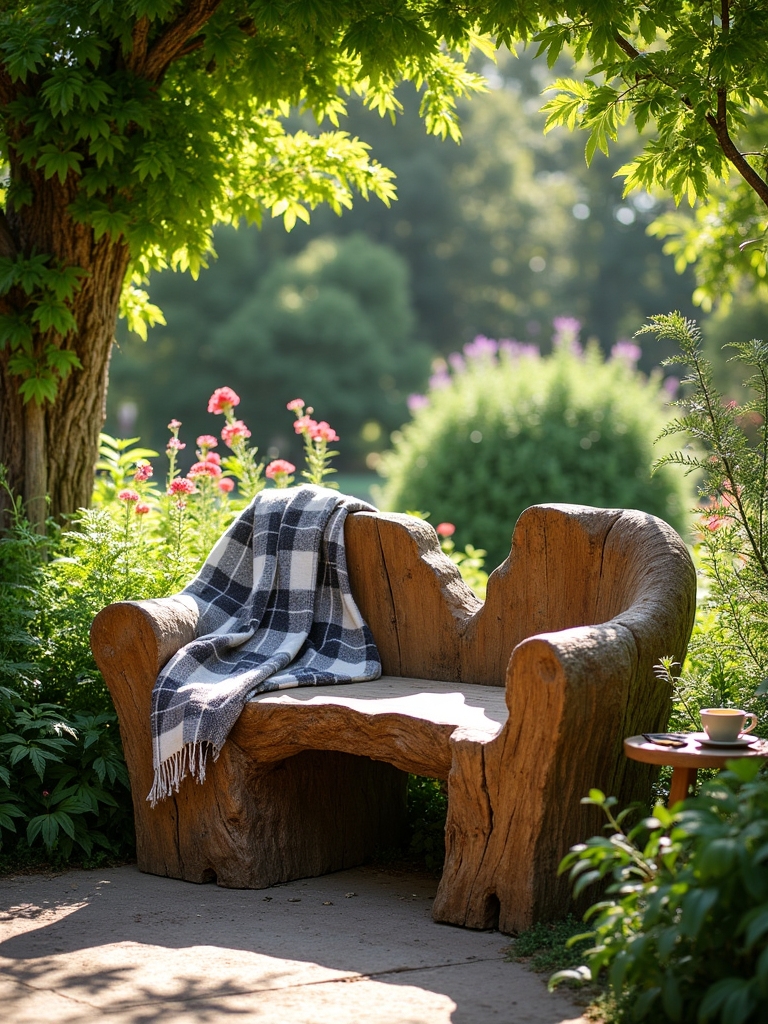 sustainable tree stump bench