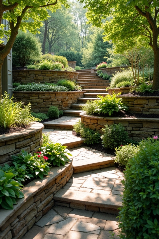 tiered landscaping for gardens