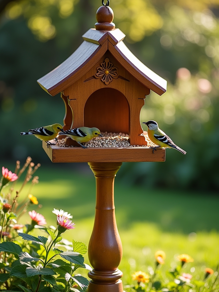 timeless wooden bird feeder