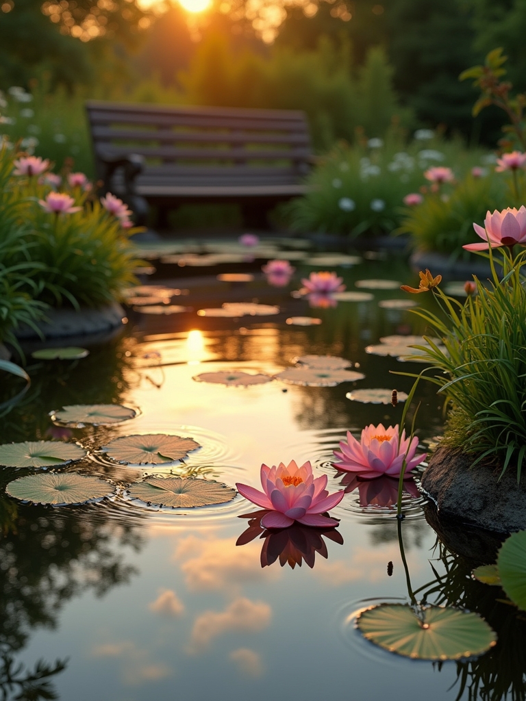 tranquil backyard reflection pond