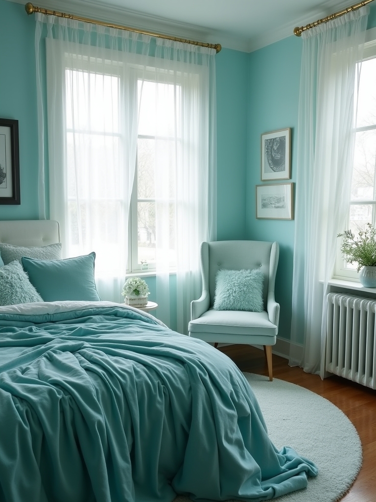 tranquil teal bedroom accents
