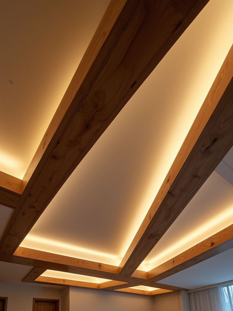 transformative floating wood beams