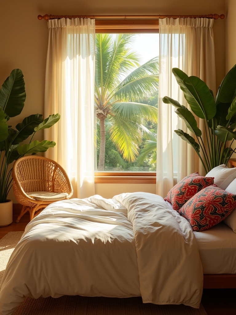 tropical nature inspired bedroom oasis