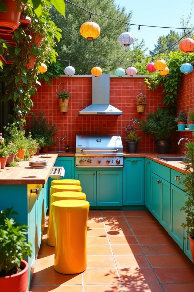 vibrant and colorful outdoor kitchens