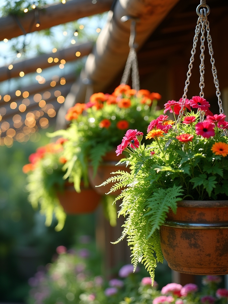 vibrant colorful hanging planters