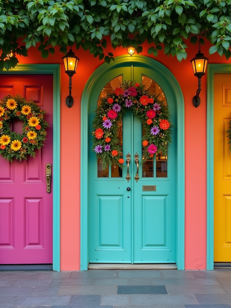 vibrant doors enhance entrances