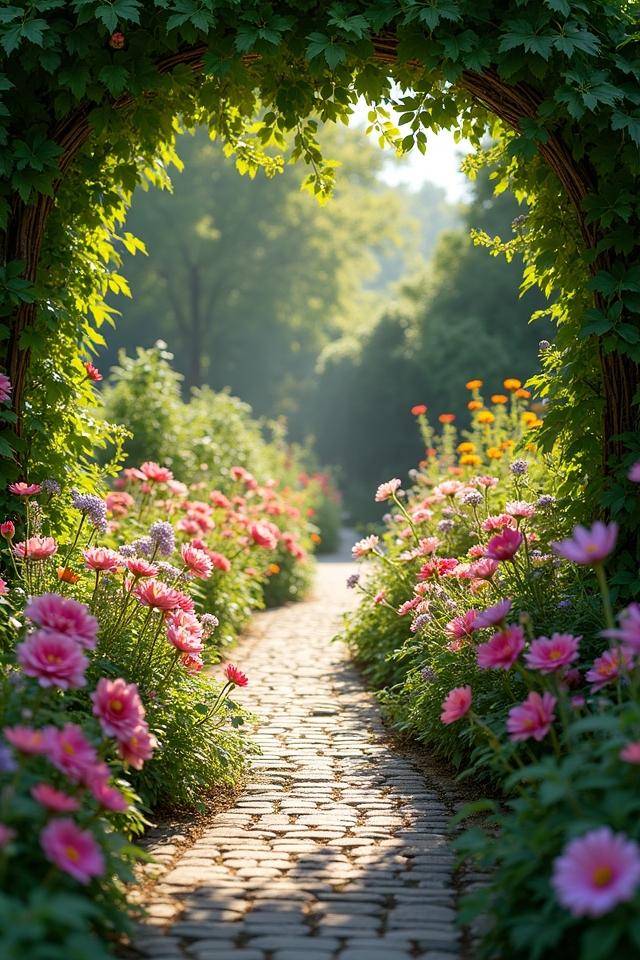 vibrant flower lined walkways