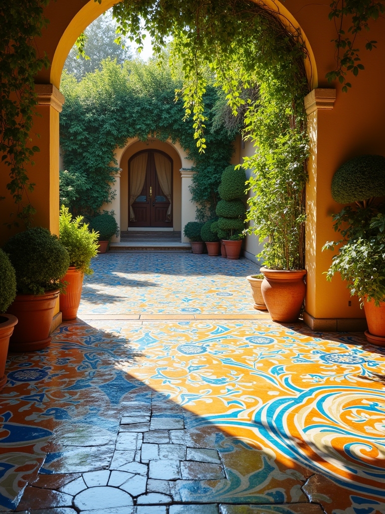 vibrant mediterranean patio tiles