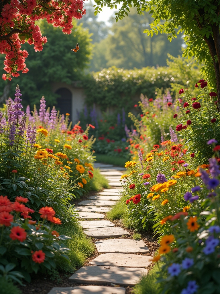 vibrant seasonal flower border
