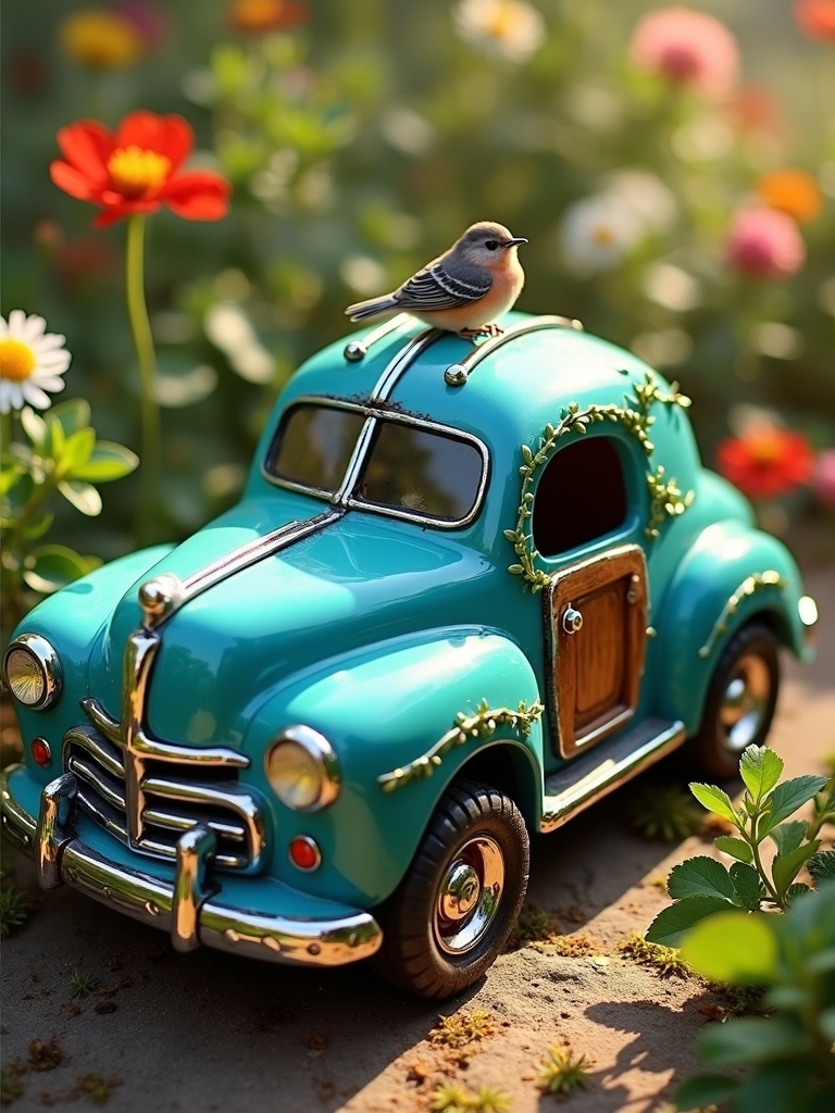 vintage car garden charm