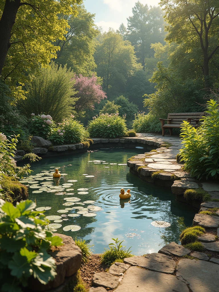 vintage pond with antiques