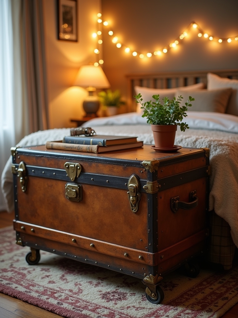 vintage trunk storage table