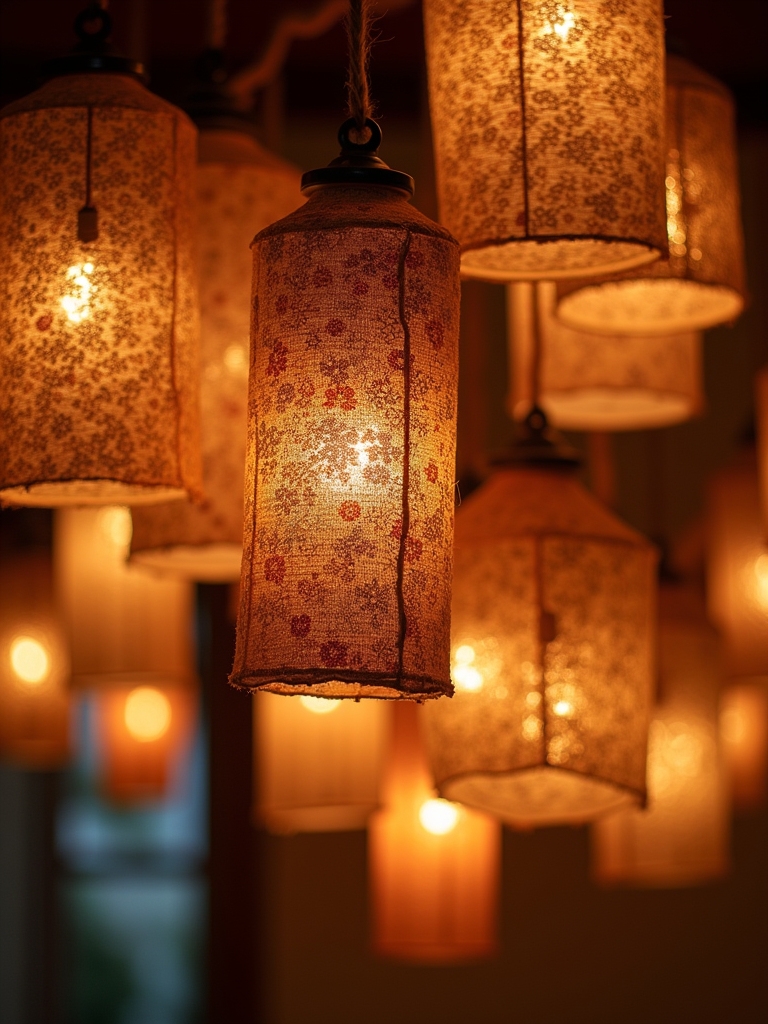 warm textured fabric lanterns