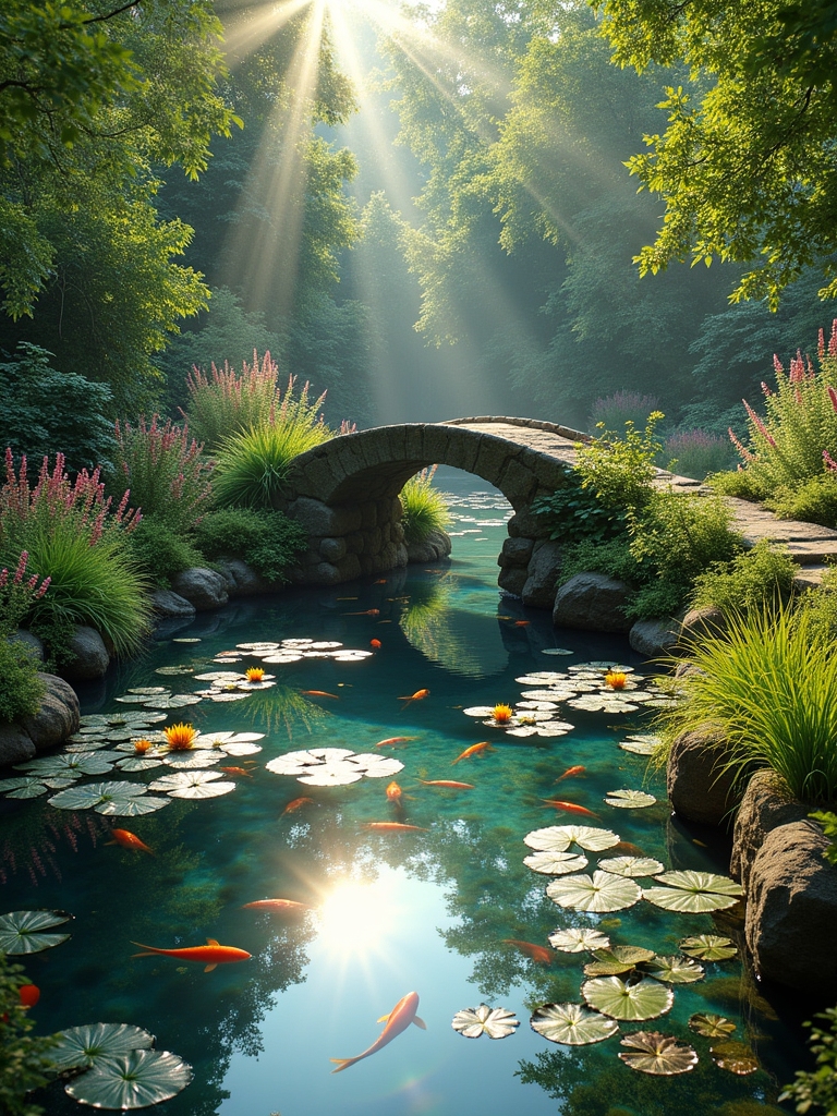whimsical enchanted pond oasis