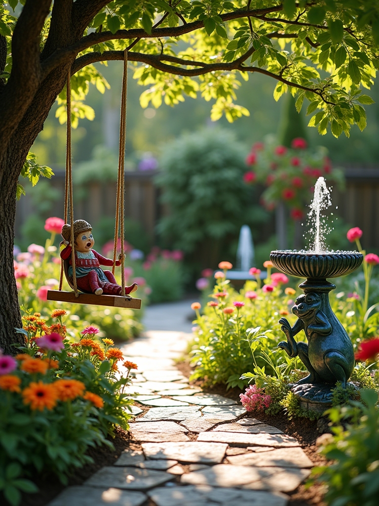 whimsical sculptures and mosaics